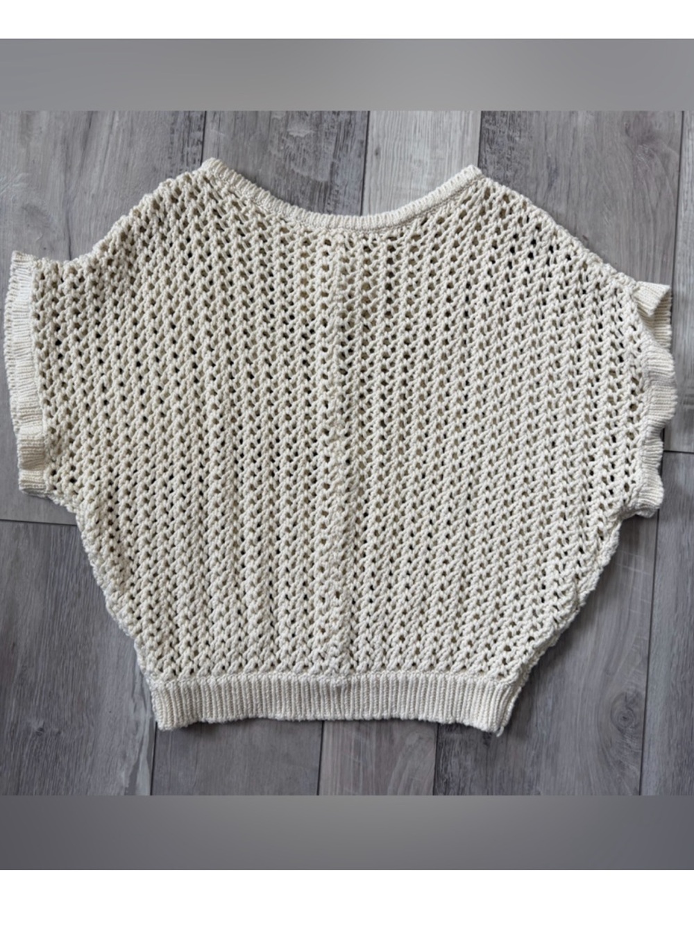 Free People Cream Crochet Knit Top, EUC, size S - Picture 9 of 13